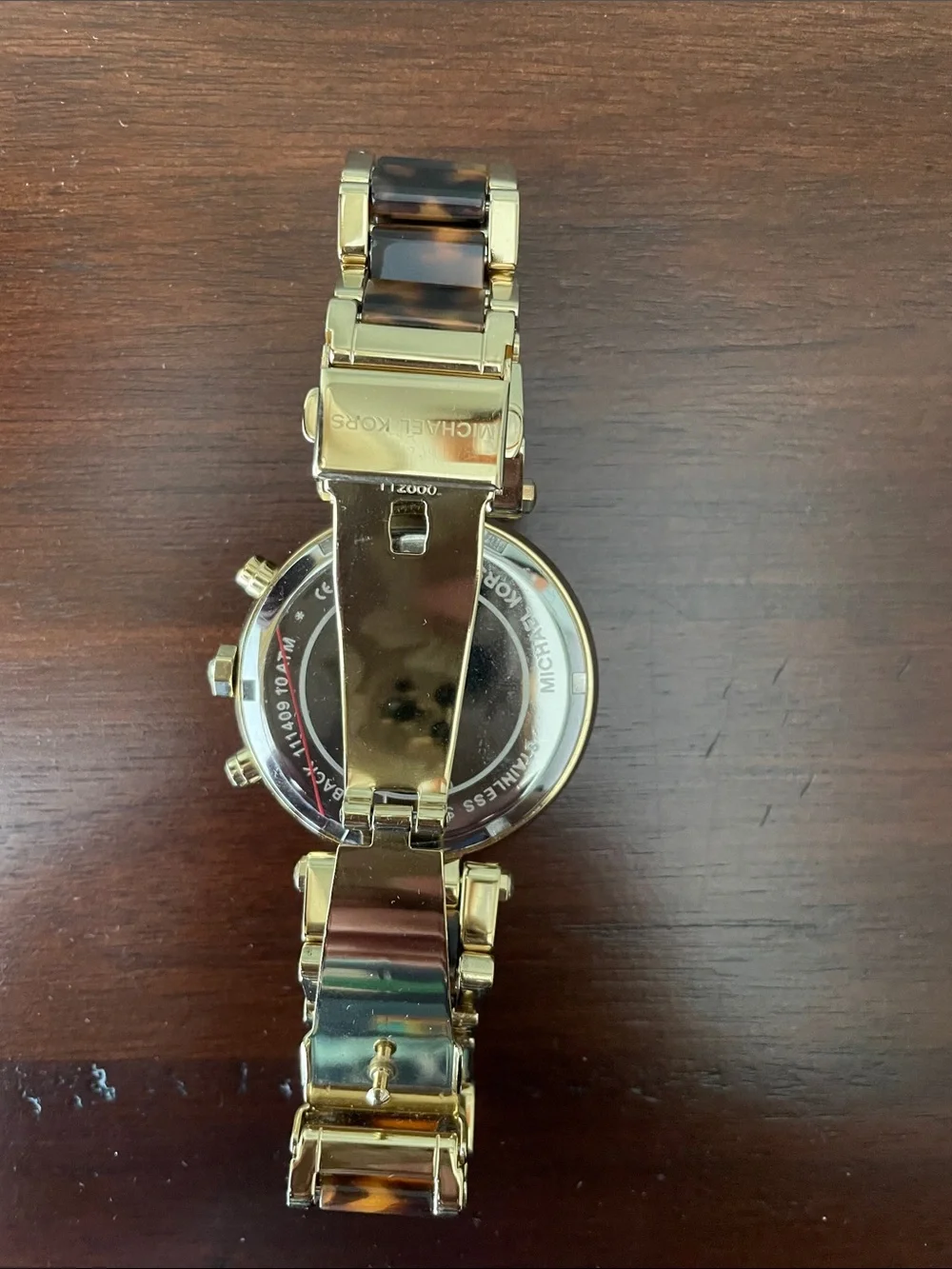 Michael Kors Gold and Tortoiseshell Crystal-Trim Cronograph Watch